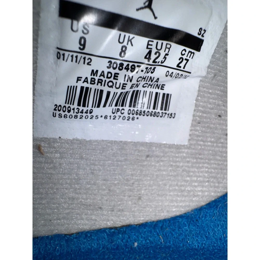 Air Jordan 4 Retro Military Blue 2012 White Grey 308497-105 Mens Size 9